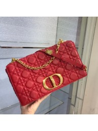 LARGE DIOR CARO BAG Soft Cannage Calfskin M9243U Red JH06802cJ39