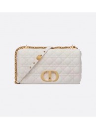 LARGE DIOR CARO BAG Soft Cannage Calfskin M9243U white JH06818Sy67