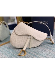 Luxury SADDLE BAG Gray Dior Oblique Embroidered Denim M0446C cream JH06919Zu29