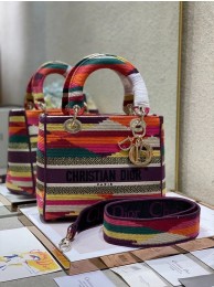 MEDIUM LADY D-LITE BAG Multicolor D-Stripes Embroidery M0565O JH06701iv85