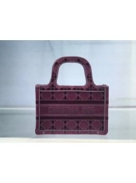 MINI DIOR BOOK TOTE Burgundy Cannage Embroidered Velvet S5475Z JH06854lH78