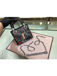 MINI LADY DIOR BAG IN BLACK SMOOTH CALFSKIN EMBROIDERED M920 JH07480qa98