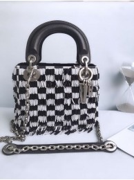 MINI LADY DIOR BAG IN EMBROIDERED CALFSKIN AM0505 WHITE&BLACK JH07411Nk59