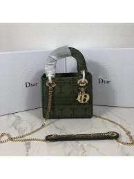 MINI LADY DIOR TOTE BAG IN EMBROIDERED CANVAS C4531 Blackish green JH07096bz77