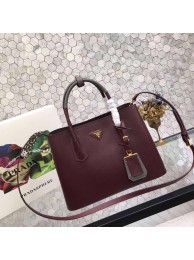 Replica 1:1 Prada Saffiano Cuir Original Leather Tote Bag bn2755 burgundy&gray JH05634YC47