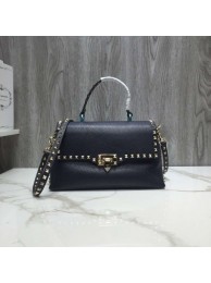 Replica 1:1 VALENTINO Rockstud leather tote bag V0094 black JH09764YC47