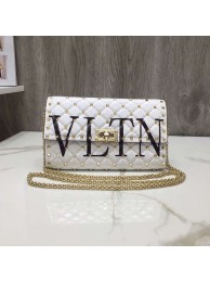 Replica 1:1 VALENTINO Rockstud quilted leather cross-body bag 5830 white JH09799td34