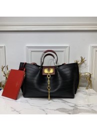 Replica AAAAA VALENTINO Origianl Leather Bag Bar Embossing V0099F Black JH09667Sy67