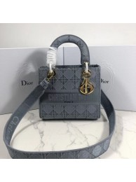 Replica LADY DIOR TOTE BAG IN EMBROIDERED CANVAS C4532 grey blue JH07091QT16