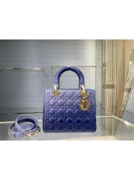 Replica MEDIUM LADY DIOR BAG Gradient Cannage Lambskin M0565OS blue JH06702UD97