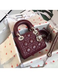 Replica MINI LADY DIOR SATIN BAG M0505O burgundy JH07202pb70