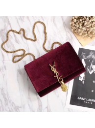 Replica SAINT LAURENT Kate crystal monogram velvet wallet-on-chain 265820 Pallisandre JH08055jT29