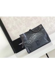 Replica SAINT LAURENT NIKI MEDIUM SHOPPING BAG IN CRINKLED VINTAGE LEATHER 5814 dark grey JH07716Ha32