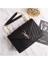 Replica Top Saint Laurent Classic Monogramme Calf Leather Flap Bag 26588 black JH08169Rc30