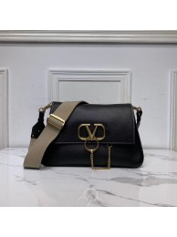 Replica VALENTINO Origianl leather shoulder bag V0888 black JH09540rH96