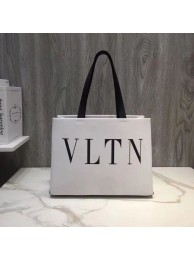 Replica VALENTINO Rockstud grained leather shopper bag V2052 White JH09810kq23