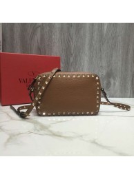 Replica VALENTINO Rockstud leather camera cross-body bag 2855 brown JH09715an47