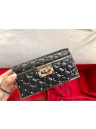 Replica VALENTINO Rockstud quilted leather cross-body bag 0702 black JH09814Yp41