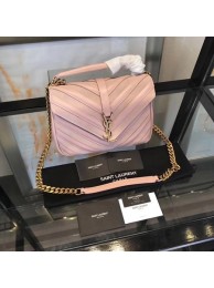 Replica YSL Classic Calfskin Leather Flap Bag 2802 pink JH08251Qz32