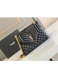 Replica Yves Saint Laurent Calfskin Leather 487206 black&gold JH07701dI37