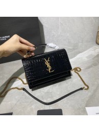 Replica Yves Saint Laurent Calfskin Leather Shoulder Bag Y533036A black JH07770rH96