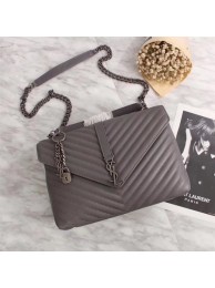 Replica Yves Saint Laurent Monogramme Calf leather Shoulder Bag 26612 grey Silver Chain JH08136vJ33