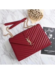 Saint Laurent Classic Monogramme Calf Leather Flap Bag 26588 red JH08167xK90