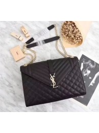 Saint Laurent Classic Monogramme Caviar Leather Shoulder Bag 26808 black Gold chain JH08127iZ32