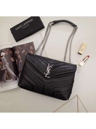 Saint Laurent Loulou Monogram Small Flap Black Studded Chain Shoulder Bag 464676 JH08210Qc12