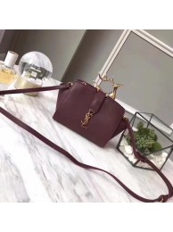 SAINT LAURENT Monogram Cabas small leather shoulder bag 3805 Wine JH08120Je99