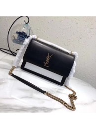 SAINT LAURENT Monogram Sunset medium leather cross-body bag 8001 Black&white JH08118fN93