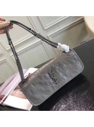 SAINT LAURENT Niki monogram small leather shoulder bag 504866 grey JH08123sj48