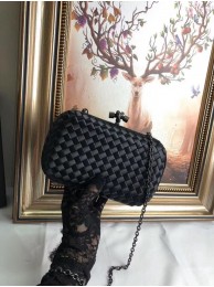 Top BOTTEGA VENETA Knot snakeskin-trimmed satin clutch 62548 black JH09310zq44