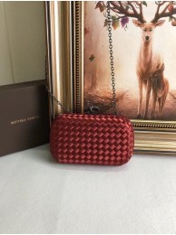 Top Imitation BOTTEGA VENETA Knot snakeskin-trimmed satin clutch 62548 Burgundy JH09308EE80