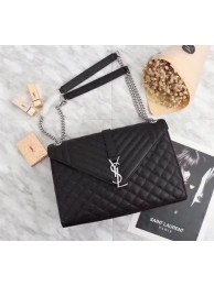 Top Imitation Saint Laurent Classic Monogramme Caviar Leather Shoulder Bag 26808 black Silver Chain JH08128EE80