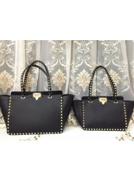 Top Imitation Valentino Garavani Rockstud Tote Bag V0812 Black JH09898EE80