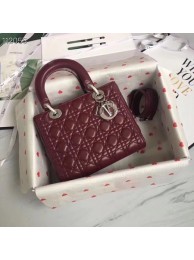 Top LADY DIOR LAMBSKIN BAG CAL44550 burgundy&silver-tone metal JH07208xs20