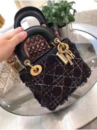 Top MINI LADY DIOR BAG IN EMBROIDERED CALFSKIN AM0505 black JH07421RL31