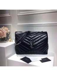 Top SAINT LAURENT Loulou Monogram medium quilted leather shoulder bag 74558 black JH08101GK50