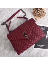 Top Yves Saint Laurent Monogramme Calf leather Shoulder Bag 26681 Deep red JH08130zq44