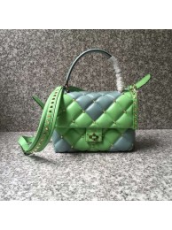 VALENTINO Candy Rockstud quilted leather shoulder bag 6019 green&blue JH09790RR94