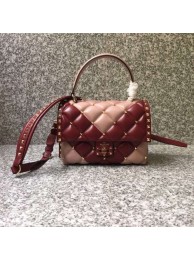 VALENTINO Candy Rockstud quilted leather shoulder bag 6019 pink&red JH09796Sm85