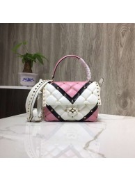 VALENTINO Candy Rockstud quilted leather shoulder bag 6019 pink&white JH09797pb81