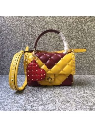 VALENTINO Candy Rockstud quilted leather shoulder bag 6019 yellow&red JH09793uB47