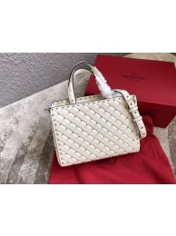 VALENTINO Candystud quilted leather tote 0061 white JH09868iR14