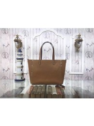 Valentino Garavani Rockstud Reversible Medium Double Handle Shopping Bag 76355 Wheat JH09895aT90