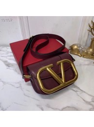 VALENTINO Origianl leather shoulder bag V0032 Burgundy JH09629SP97