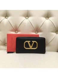 VALENTINO Origianl leather Zipped Wallet VG0088 Black JH09522Iw51