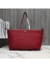 VALENTINO Rockstud grained leather shopper 93316 red JH09852jo45