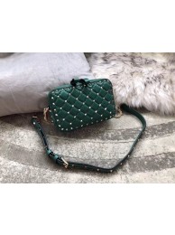 VALENTINO Rockstud leather camera cross-body bag 57367 green JH09702Oj66